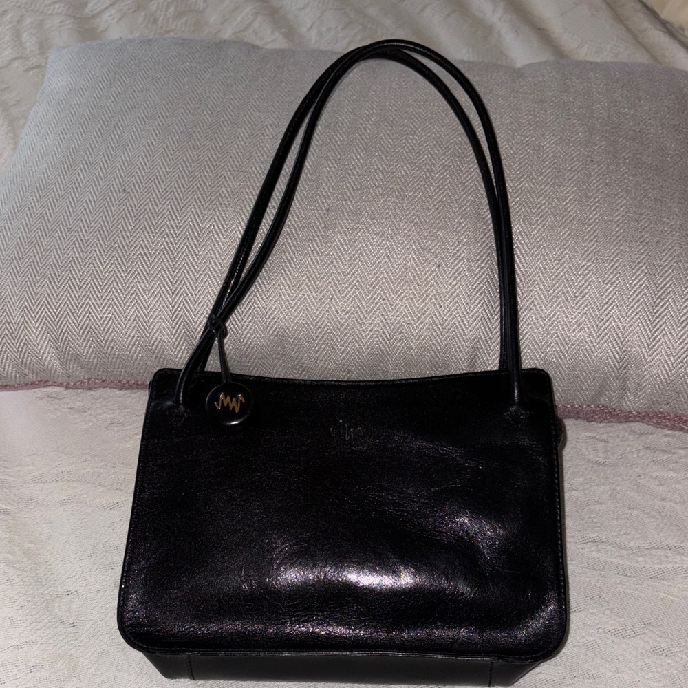 Authentic Vintage Gently Loved Elegant Black Leather  Bag by MONSAC